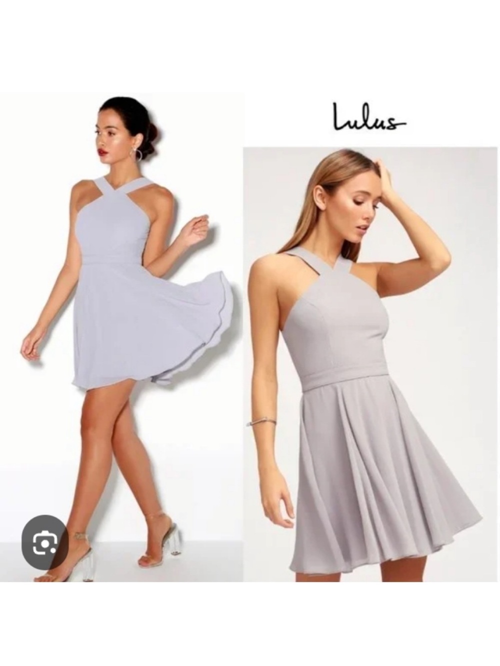 LULUS FOREVERMORE HALTER SKATER DRESS WOMENS MEDIUM